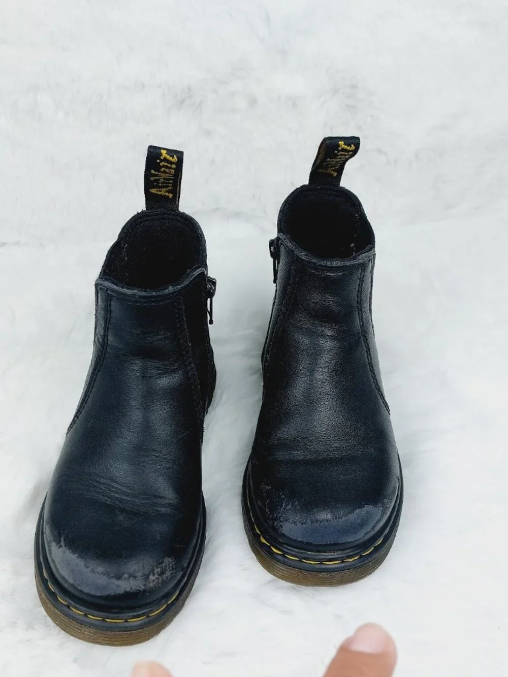 Dr. Martens Girl's Black 2976 Softy Leather Side Zip Classic Chelsea Boot Sz 10